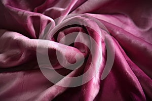 A close up of napped magenta velvet with a brushed and brushed texture. Trendy color of 2023 Viva Magenta.. AI
