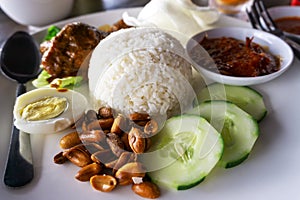 Close up of nasi lemak Malaysian food photo