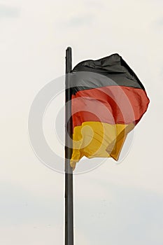 Close up of the national flag of Germany on Reichstag rooftop