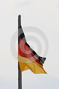 Close up of the national flag of Germany on Reichstag rooftop