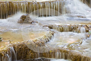 Close up natural deep tropical waterfall