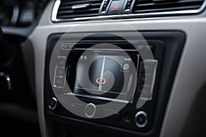 Close-up of navigation system in modern car