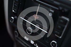 Close-up of navigation system in modern car