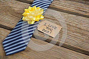 Close up of necktie with greetings