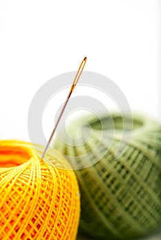 Close-up needle in color clews