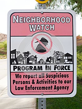 Close up of Neighborhood Watch Street Sign