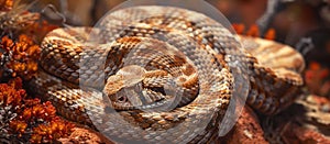 Neotropical Rattlesnake Coiled on Rock photo