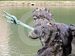 A close up of Neptune at Versailles's Neptune Fountain