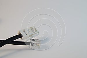 Close-up Network Cable on White Background, internet connection