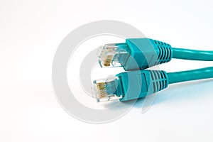 Close-up Network Cable on White Background, internet connection