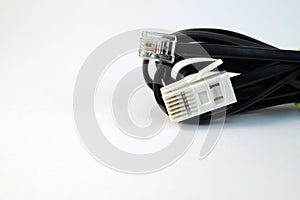 Close-up Network Cable on White Background, internet connection