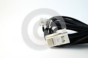Close-up Network Cable on White Background, internet connection