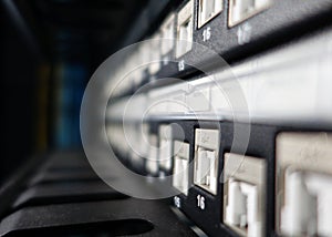 close up of network cables in a data center