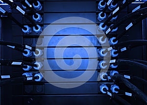 close up of network cables in a data center