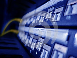 close up of network cables in a data center