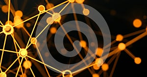 Close up of a network of orange dots