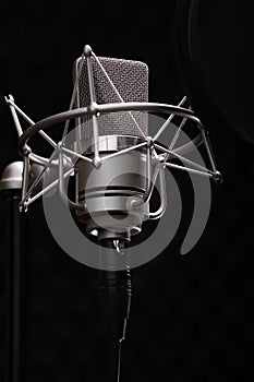Close-up of a Neumann TLM 102 studio recording microphone photo