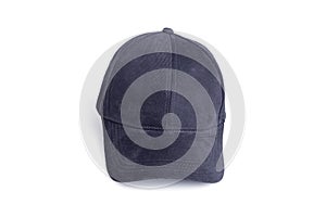 Close up new black baseball hat isolated on white