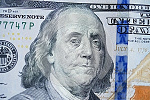 Close up of new hundred dollar bill