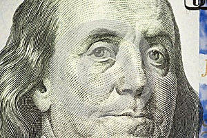 Close up of new hundred dollar bill.