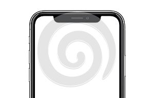 Close-up new modern smartphone similar to iPhone X mockup isolated on white background
