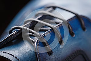 Close up of a new pair of brown leather dress shoes