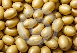 Close up of new potatoes outside a greengrocers