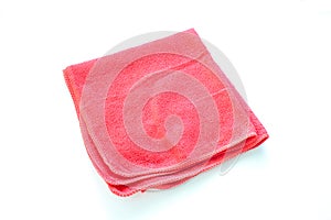 Close up new red wipes or rags isolated on white background. photo