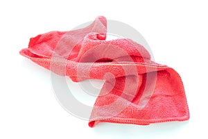 Close up new red wipes or rags isolated on white background. photo
