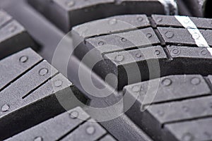 Close up of new winter tire - profile M+S photo