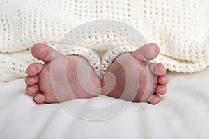 Close up of newborn baby feet