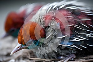 close-up of newborn bird's feathers, showing off their unique colors and patterns