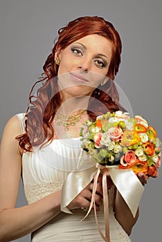 Close up of a nice young wedding bride