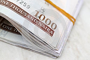 Close up Nigerian one thousand naira notes