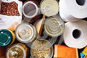 Close up of non-perishable food. photo