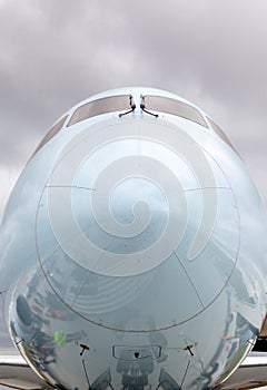 Close-up of the Nose of a Commercial Aircraft