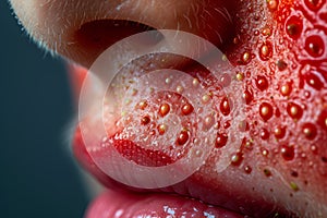 close-up of a nose with large blackheads. Strawberry Nose