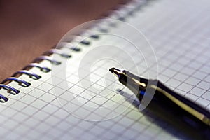 Close up of a notebook, shallow depth of field with copy space.