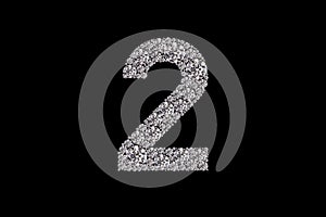 A close up of the number 2 with diamonds on it