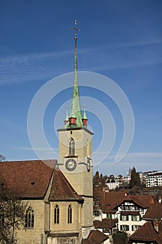 Close up of Nydegg Church in the old town of bern