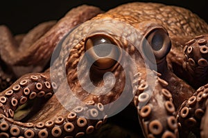 close-up of octopus kraken's tentacle, its suckers and eyes in full view