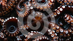 A close up of an octopus with many tentacles
