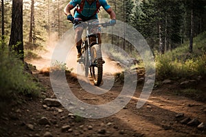 A close up of an off road bicycle rider with a beautiful scene