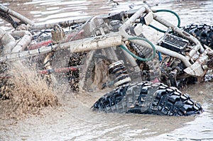 Close-up Off road car participating in off-road challenge