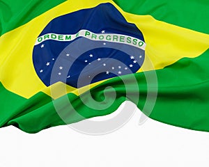 Close up of the official Brazil Flag with copy space