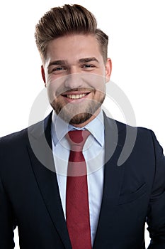 Close up og a positive businessman laughing