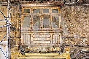 Close-up of an old balcony on an building
