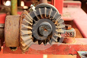 Close up on the old bevel gears