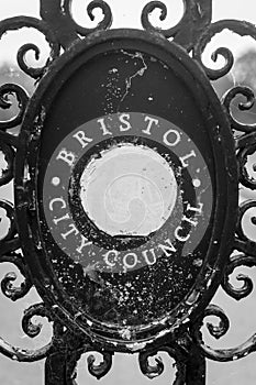 Close up of Old Bristol City Council Iron Gate