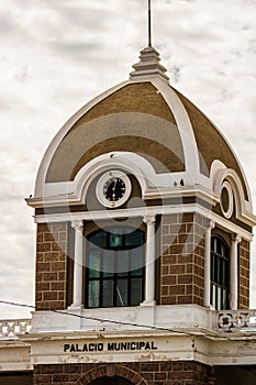 Close up of an old building facade in Guaymas, Mexico photo